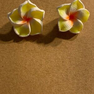 Yellow and White Plumeria Earrings